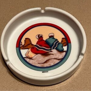 Southwestern Native American scene round ceramic ash tray trinket dish MAACK 5”